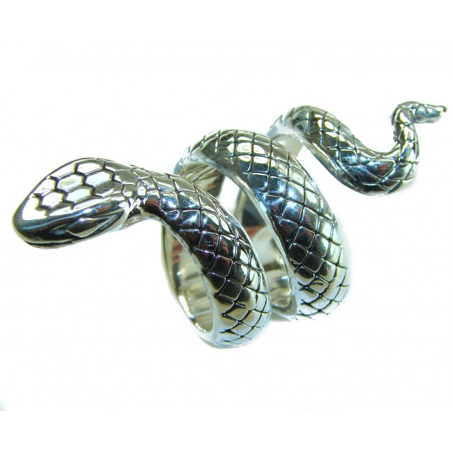 Large Boa Snake .925 Sterling Silver handcrafted Statement SPINAL Ring size 7