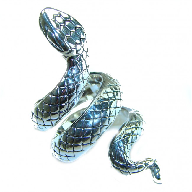 Large Boa Snake .925 Sterling Silver handcrafted Statement SPINAL Ring size 7