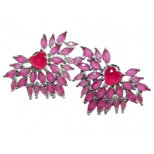 Precious Hearts 18.8 carat Brazilian Ruby .925 Sterling Silver handcrafted earrings - photo 3