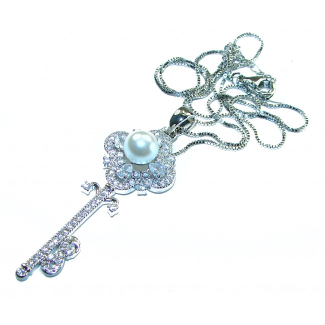 Magic Key- pearl .925 Sterling Silver handcrafted necklace - photo 2