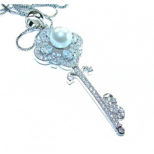 Magic Key- pearl .925 Sterling Silver handcrafted necklace - photo 1