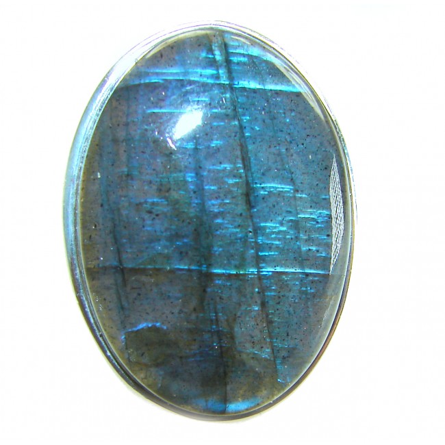 Shimmering Natural Labradorite .925 Sterling Silver handcrafted Large ring size 7 adjustable
