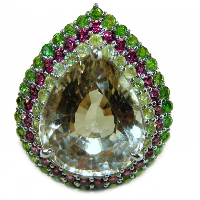 Celestial peace 29.5 carat Champagne Smoky Topaz .925 Sterling Silver HUGE Ring size 7 1/4 - photo 3