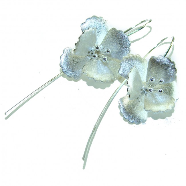 Silver Flowers Italy made .925 Sterling Silver Earrings - photo 2