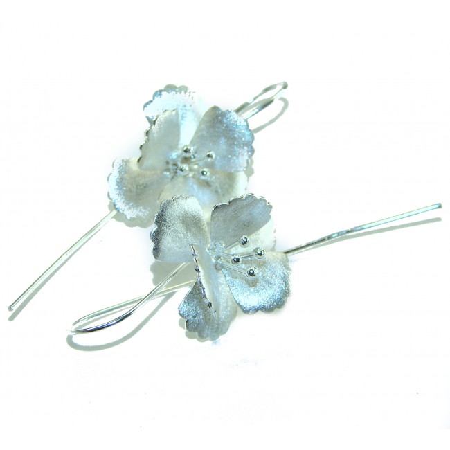 Silver Flowers Italy made .925 Sterling Silver Earrings - photo 1