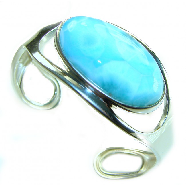 Real Beauty 45.2 carat Blue Larimar .925 Sterling Silver handcrafted huge Bracelet / Cuff