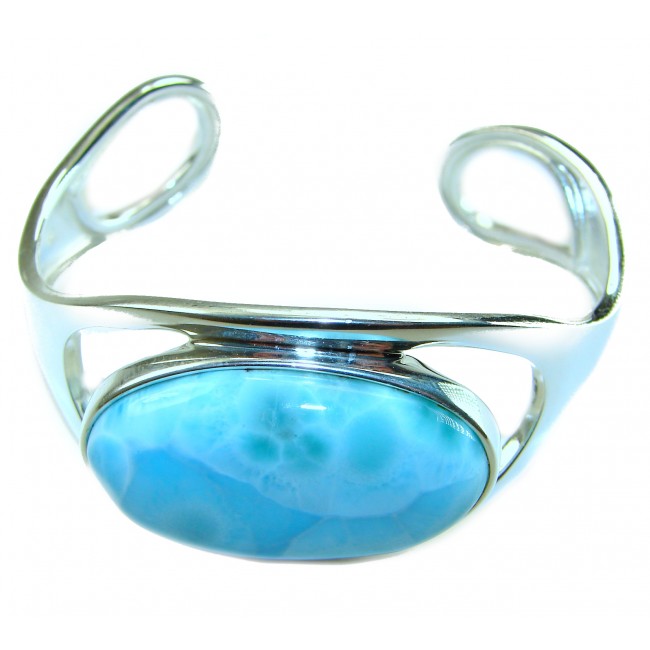 Real Beauty 45.2 carat Blue Larimar .925 Sterling Silver handcrafted huge Bracelet / Cuff