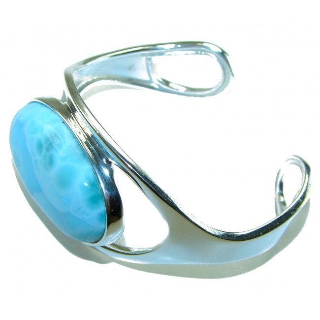 Real Beauty 45.2 carat Blue Larimar .925 Sterling Silver handcrafted huge Bracelet / Cuff