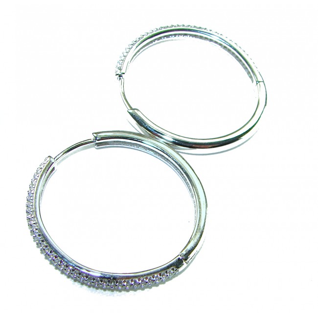 Allure Natural 8.2 carat White Topaz .925 Sterling Silver handcrafted hoop earrings - photo 1