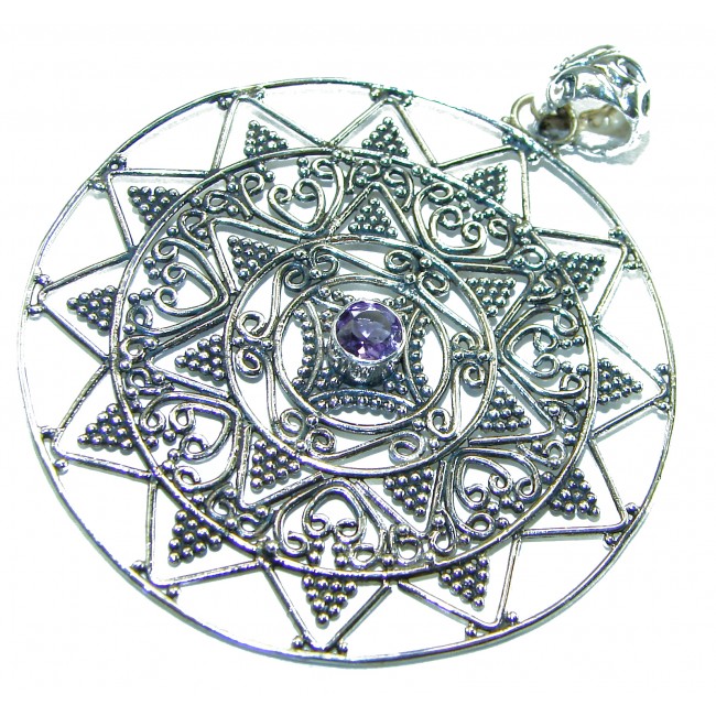 Vintage Design 12.4 CARAT Amethyst 18K Gold over .925 Sterling Silver handcrafted Pendant