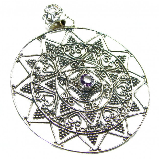 Vintage Design 12.4 CARAT Amethyst 18K Gold over .925 Sterling Silver handcrafted Pendant