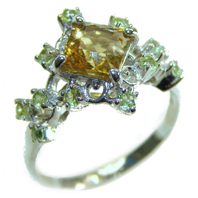 Golden Royalty 5.5 carat Citrine .925 Sterling Silver Handcrafted Huge Ring size 7