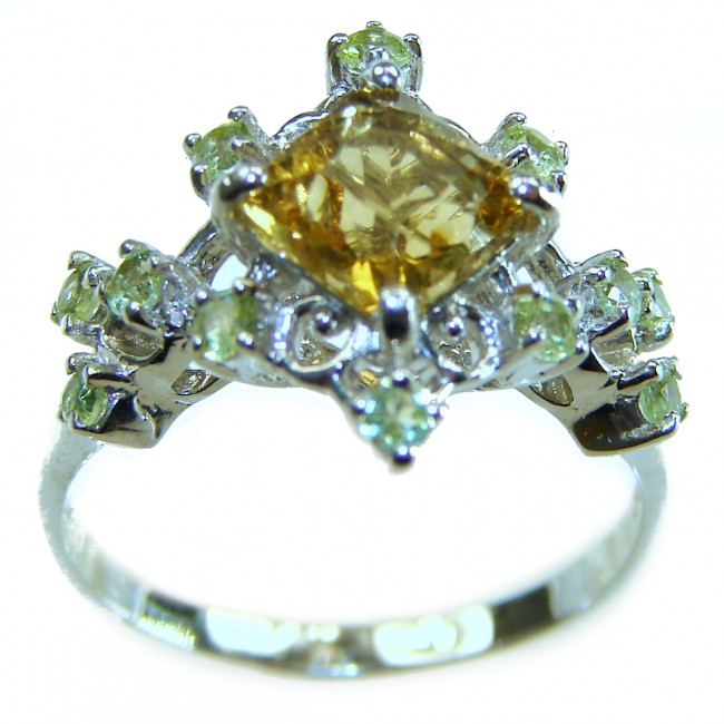 Golden Royalty 5.5 carat Citrine .925 Sterling Silver Handcrafted Huge Ring size 7