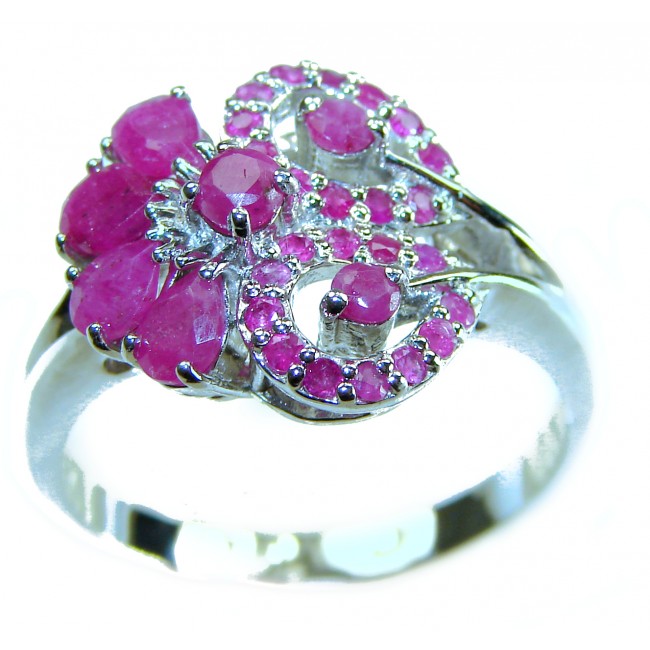Vintage style - Timless Beauty 8.5 carat Ruby .925 Sterling Silver handcrafted Statement Ring size 10