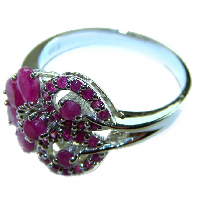 Vintage style - Timless Beauty 8.5 carat Ruby .925 Sterling Silver handcrafted Statement Ring size 10
