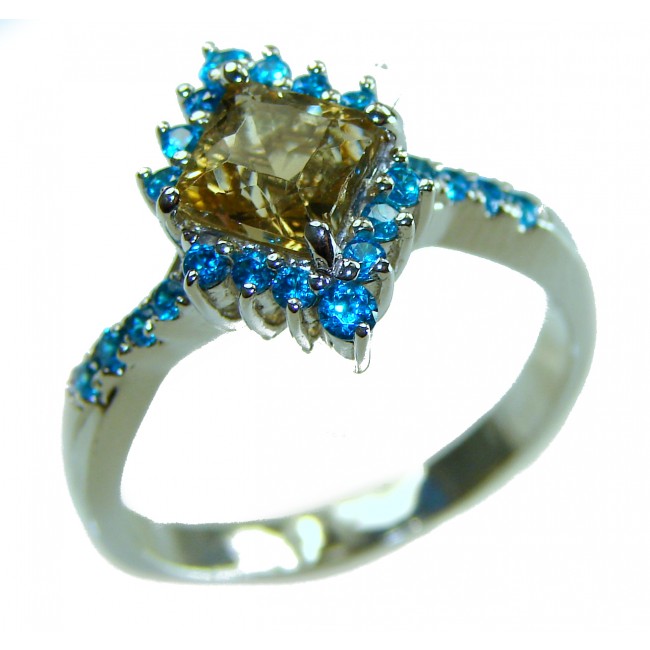 Alessia authentic 4.9 carat cushion cut Peridot .925 Sterling Silver handmade Ring s. 8 - photo 3