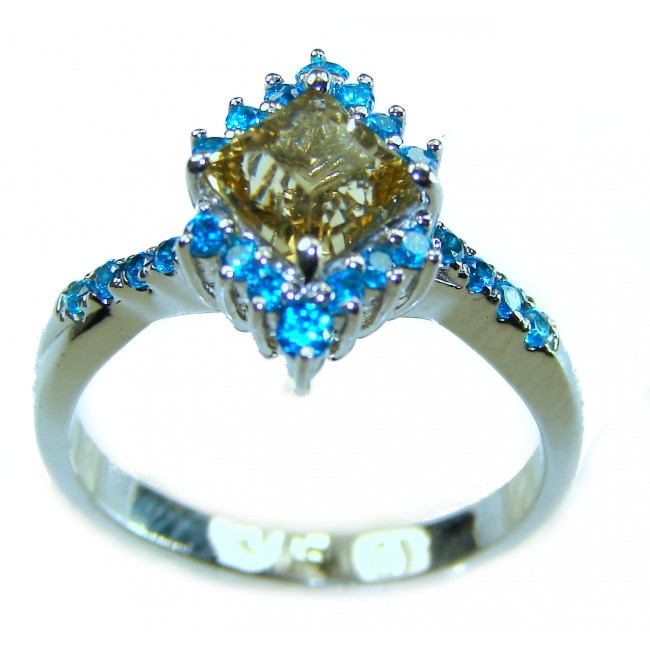 Alessia authentic 4.9 carat cushion cut Peridot .925 Sterling Silver handmade Ring s. 8 - photo 2