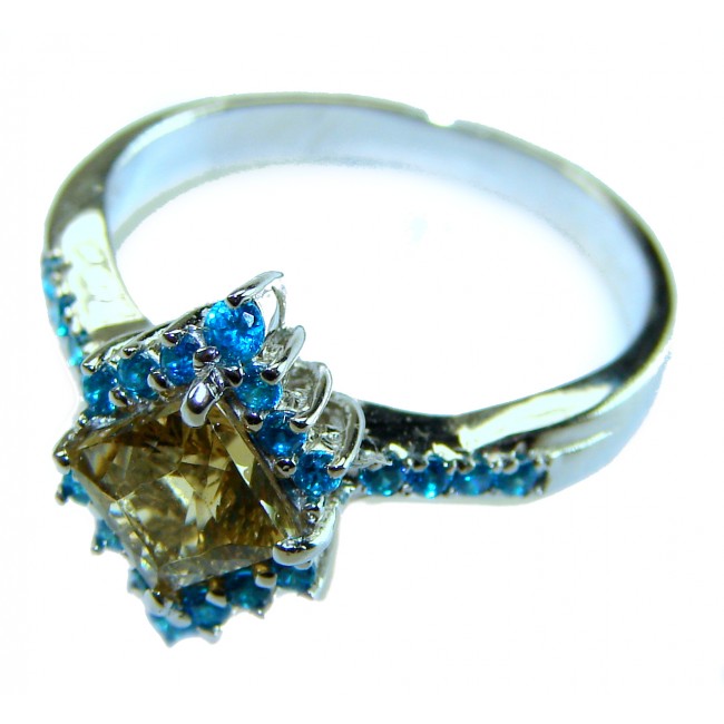 Alessia authentic 4.9 carat cushion cut Peridot .925 Sterling Silver handmade Ring s. 8 - photo 1