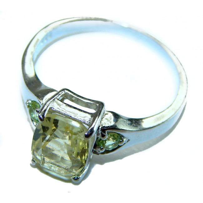 Golden Treasure 4.5 carat Citrine .925 Sterling Silver Handcrafted Huge Ring size 9