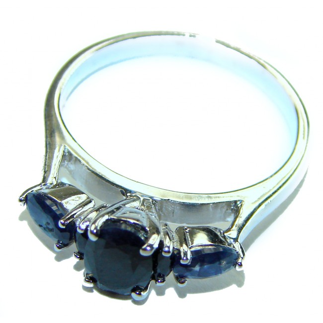 Precious 5.9 CARAT Sapphire .925 Sterling Silver Statement Ring s. 8 1/2