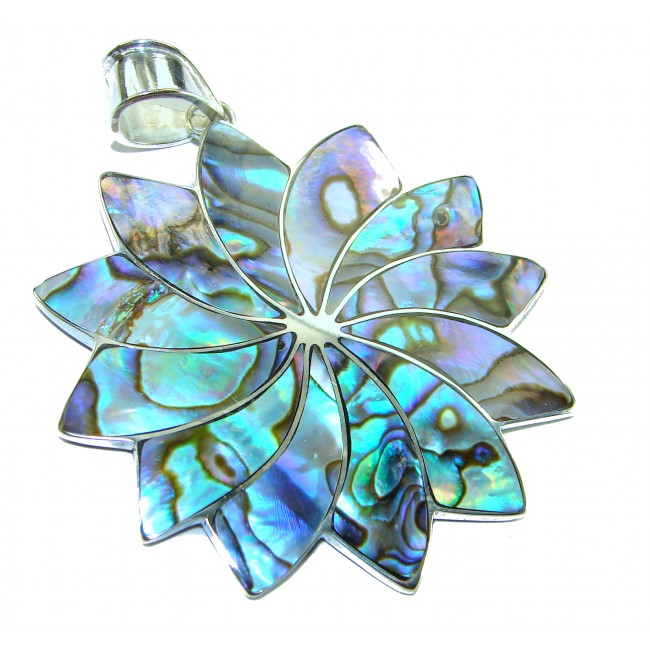 Gift of the Sea Natural Rainbow Abalone .925 Sterling Silver handmade Pendant