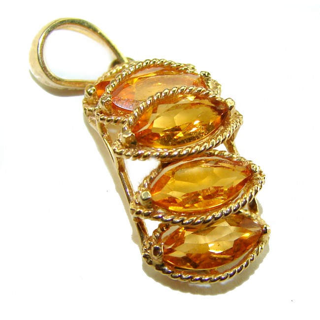 Authentic fancy cut 7.5 carat Citrine 14K REAL stamped Gold handcrafted Statement Pendant