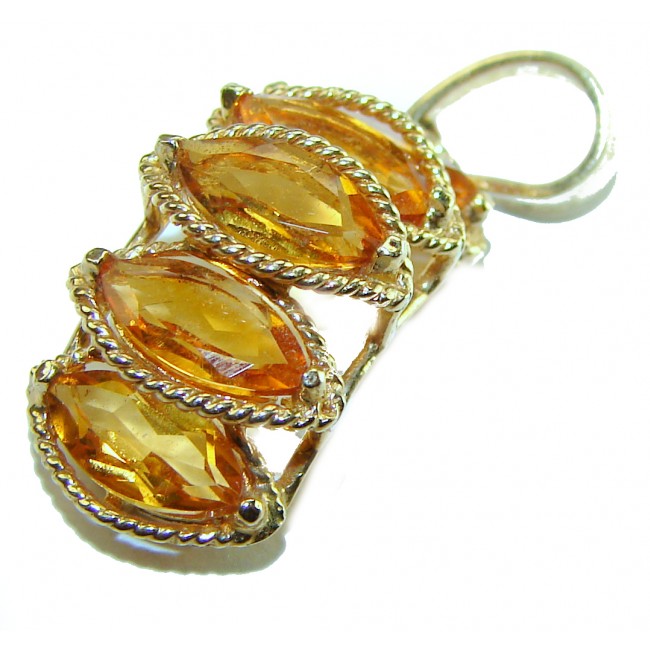 Authentic fancy cut 7.5 carat Citrine 14K REAL stamped Gold handcrafted Statement Pendant