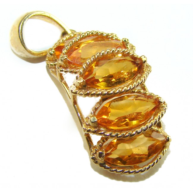 Authentic fancy cut 7.5 carat Citrine 14K REAL stamped Gold handcrafted Statement Pendant