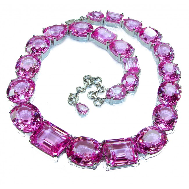One-Of-A-Kind - Tiffany - Magnificent Pink 284.5 carat Pink Sapphire .925 Sterling Silver handcrafted Large Statement necklace, 175.8 grams