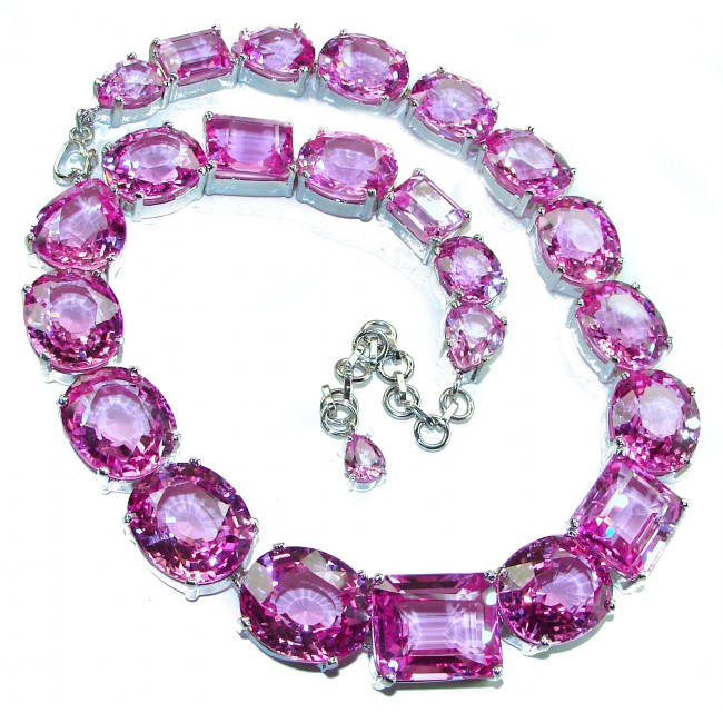 One-Of-A-Kind - Tiffany - Magnificent Pink 284.5 carat Pink Sapphire .925 Sterling Silver handcrafted Large Statement necklace, 175.8 grams