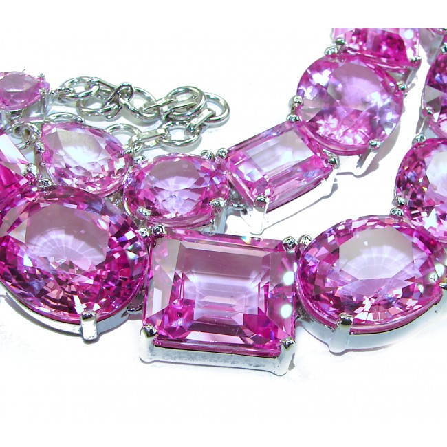 One-Of-A-Kind - Tiffany - Magnificent Pink 284.5 carat Pink Sapphire .925 Sterling Silver handcrafted Large Statement necklace, 175.8 grams