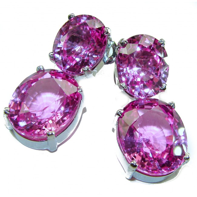 Tiffany - Magnificent Pink 45.5 carat Pink Sapphire .925 Sterling Silver handcrafted Earrings