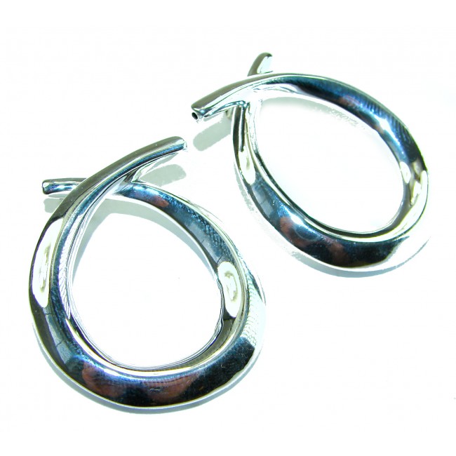 Large 1 5/8 inches long highly polished .925 Sterling Silver Italy made Earrings