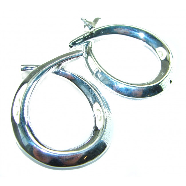 Large 1 5/8 inches long highly polished .925 Sterling Silver Italy made Earrings