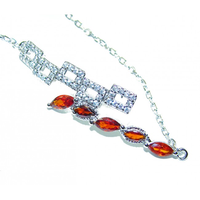 Solid authentic 5.5 CARAT GARNET .925 Sterling Silver handcrafted bracelet