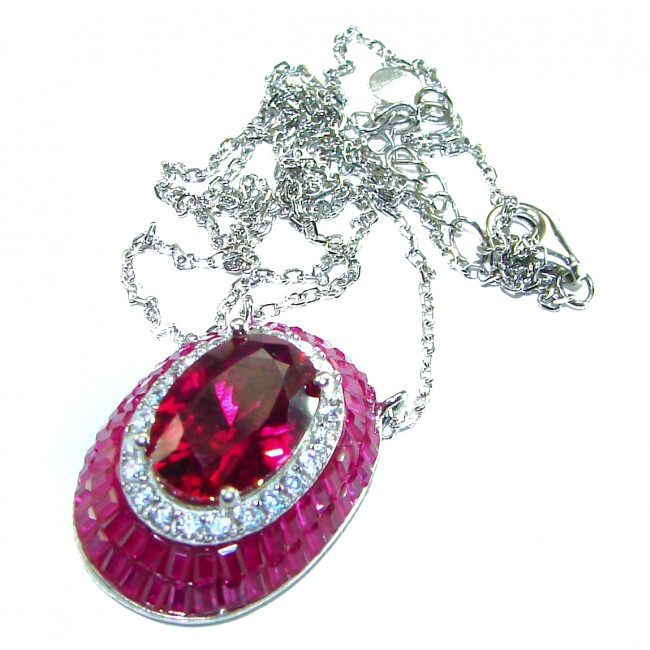Art Deco - Luxurious natural 10.5 carat Ruby .925 Sterling Silver handmade Statement necklace