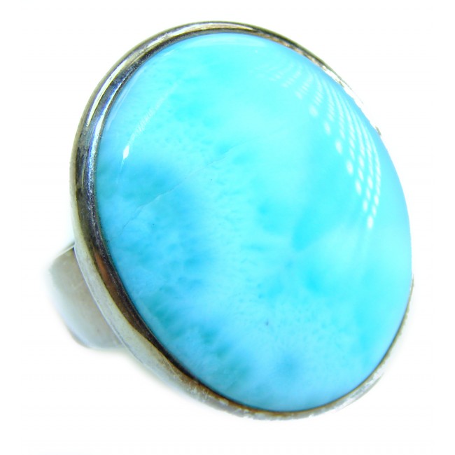 Caribbean Beauty 18.5 carat Genuine Blue Larimar .925 Sterling Silver handmade ring size 10