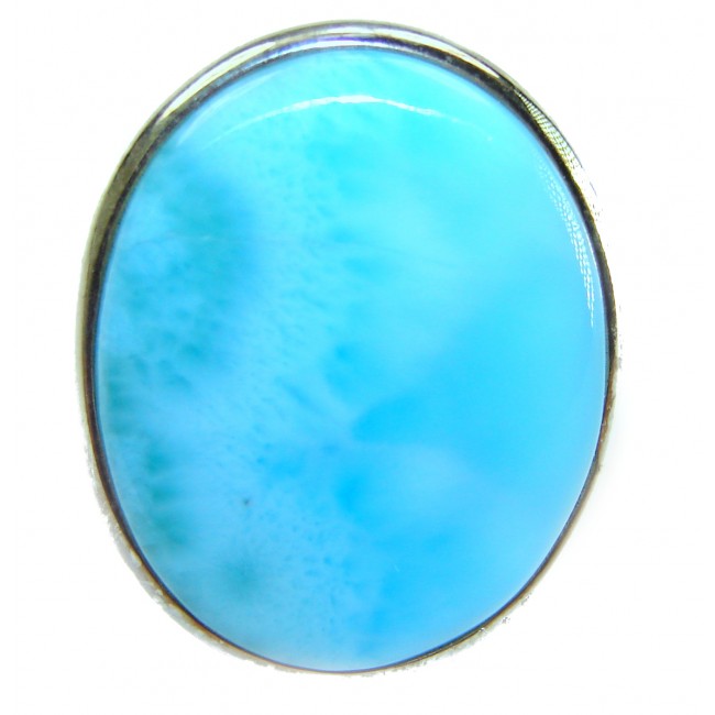 Caribbean Beauty 18.5 carat Genuine Blue Larimar .925 Sterling Silver handmade ring size 10