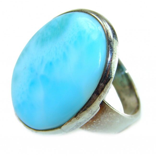 Caribbean Beauty 18.5 carat Genuine Blue Larimar .925 Sterling Silver handmade ring size 10