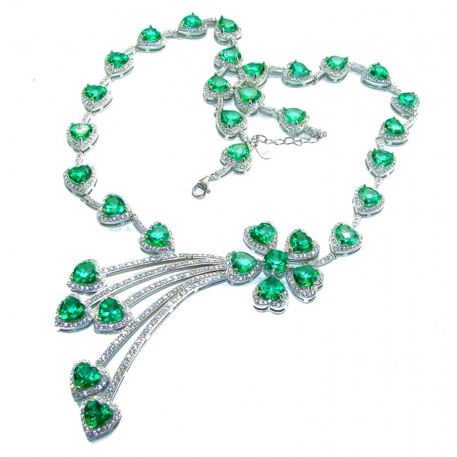 Exceptional - Green Hearts - 155.7 carat Peridot .925 Sterling Silver luxuriously Handcrafted Statement necklace
