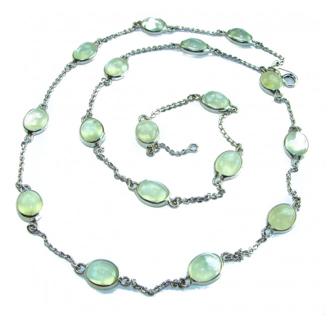 New Universe - Genuine Moss Prehnite .925 Sterling Silver handmade 26 inches long necklace