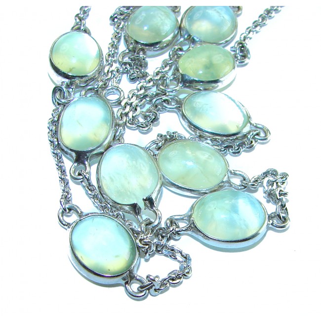 New Universe - Genuine Moss Prehnite .925 Sterling Silver handmade 26 inches long necklace