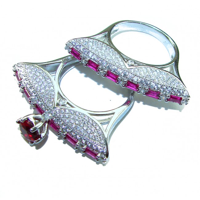 Extravaganza Large Ruby .925 Sterling Silver brilliantly handcrafted stack up ring s. 6 3/4