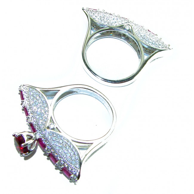 Extravaganza Large Ruby .925 Sterling Silver brilliantly handcrafted stack up ring s. 6 3/4