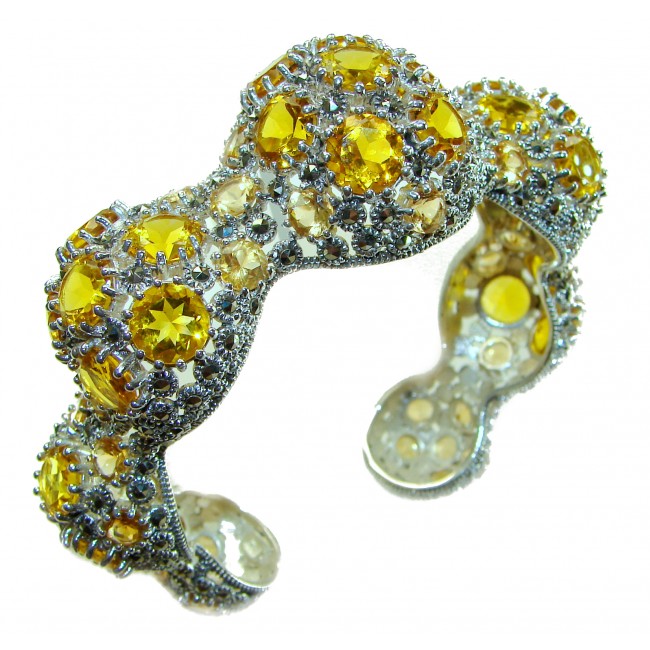 Dolce Vita - Precious Natural 66.5 carat Citrine .925 Sterling Silver handcrafted LARGE bracelet