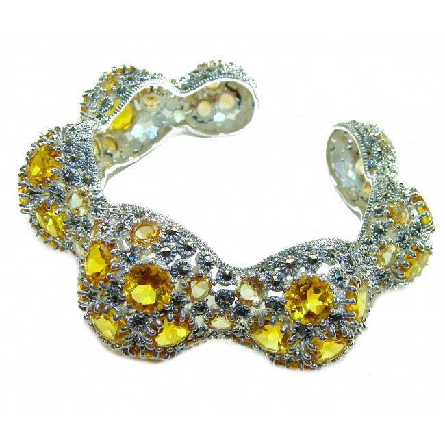 Dolce Vita - Precious Natural 66.5 carat Citrine .925 Sterling Silver handcrafted LARGE bracelet