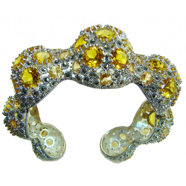 Dolce Vita - Precious Natural 66.5 carat Citrine .925 Sterling Silver handcrafted LARGE bracelet