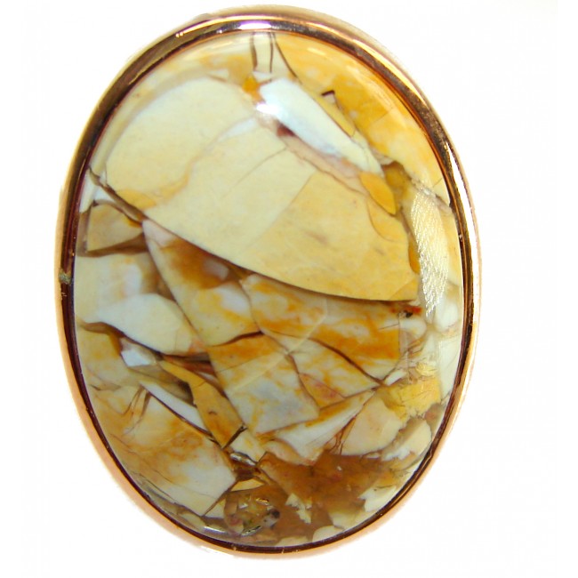 Flawless Australian Bracciated Mookaite 14K Gold over .925 Sterling Silver Ring size 8 adjustable