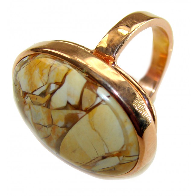 Flawless Australian Bracciated Mookaite 14K Gold over .925 Sterling Silver Ring size 8 adjustable