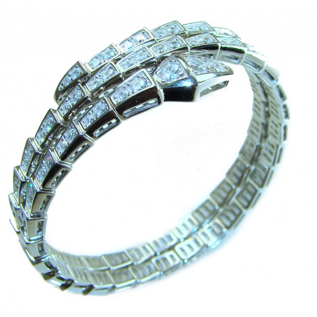 Precious Snake Genuine 55.5 carat White Topaz .925 Sterling Silver handcrafted spinal Bracelet